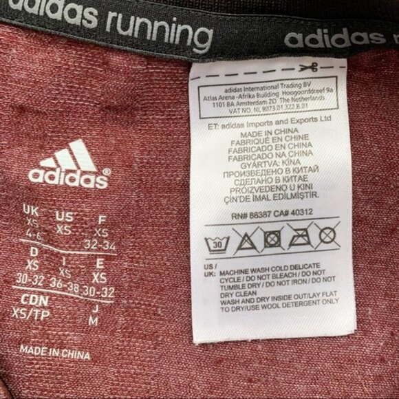 Adidas Women's Running T-Shirt Top Crew neck Short Sleeves Burgundy Size XS - Picture 10 of 12